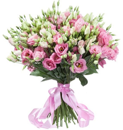 9 pink roses bouquet Pink Lisyantus bouquet 