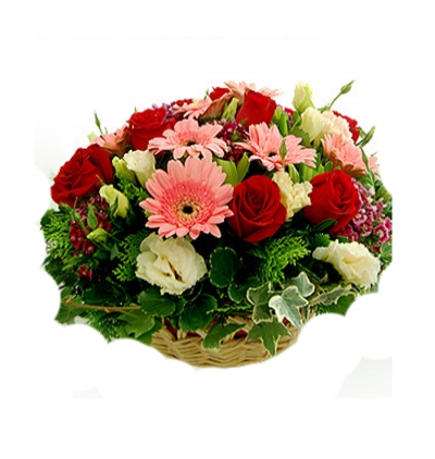 ein bouquet von 9 rosa rosen Rose Gerbera Lisyantus 